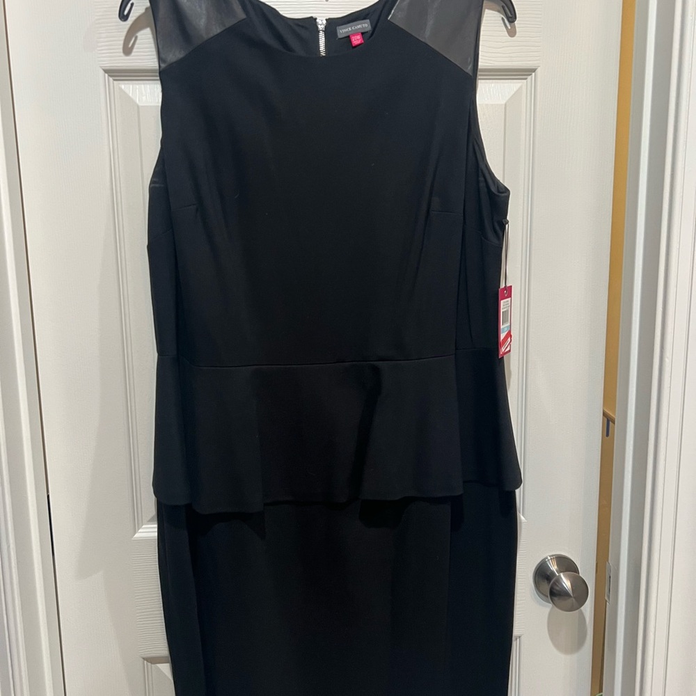 Vince Camuto Black Peplum Midi Dress